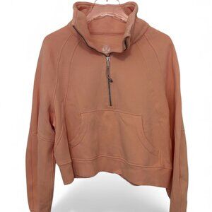 Lululemon Scuba Oversized Funnel Neck Half Zip Hoodie Peach Pink M/L